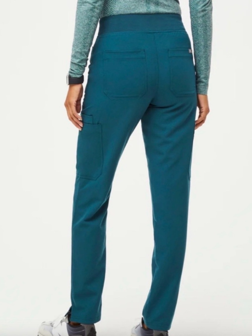 FIGS Womens Caribbean Blue Yola High-Rise Slim Scrub Pant - Picture 3 of 6